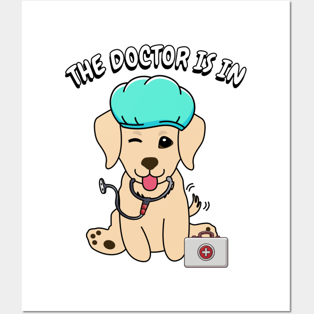 Cute retriever dog is a doctor Wall Art by Pet Station